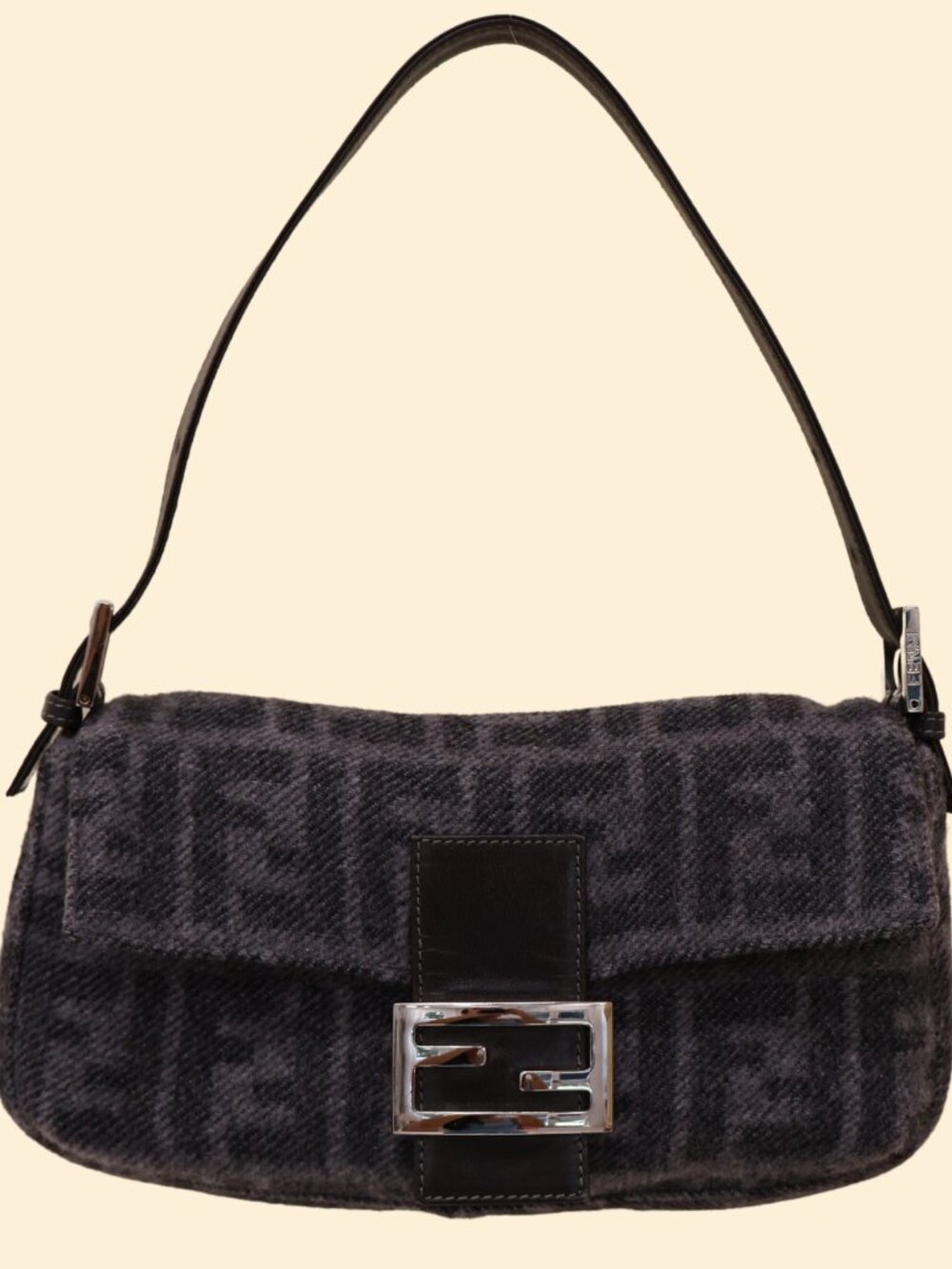 Fendi Zucca Wool Baguette Bag
